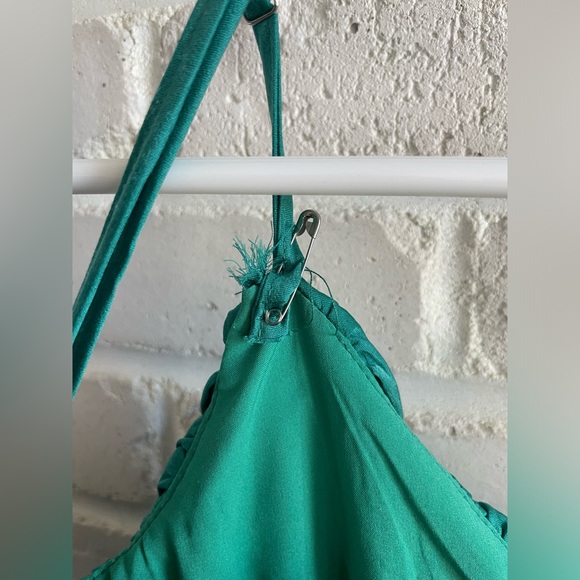 Honey Green Satin Dress, Size Medium. - Picture 6 of 9